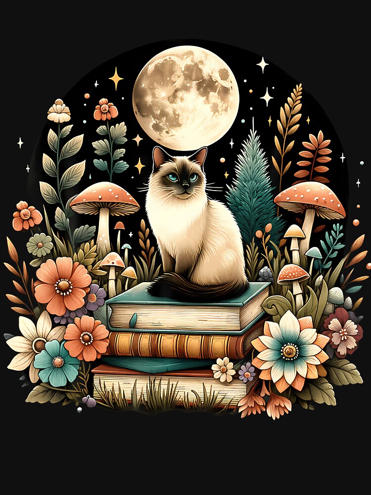 Cute Mushroom Cottagecore Aesthetic Siamese Cat by PatriciaKelsey T-Shirts, Hoodie, Sweatshirt | BlankRebels.com (Image 3)