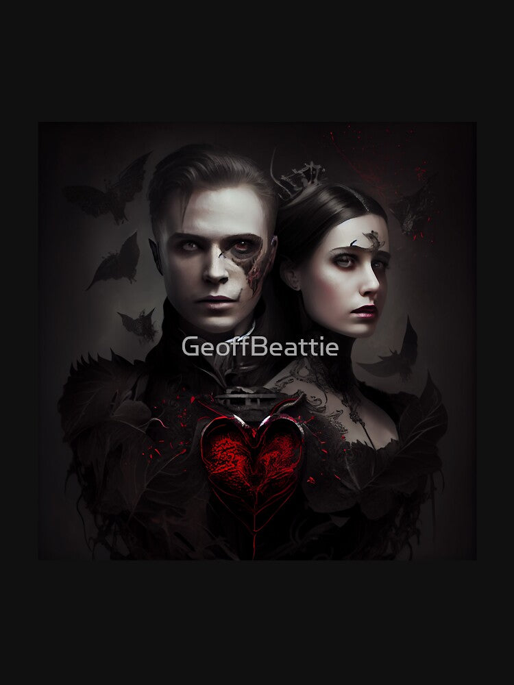 Gothic valentine, gothic image, gothic art, goth couple, goth heart, gothic couple by GeoffBeattie T-Shirts,... (Image 3)