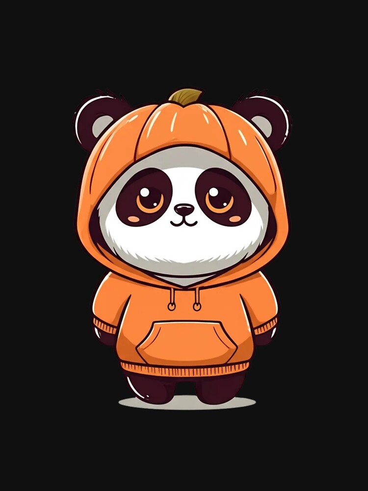 Chibi Pumpkin Panda in Oversized Hoodie | Cute Kawaii Halloween Design by ColorSplash123 T-Shirts, Sweatshirt (Image 3)