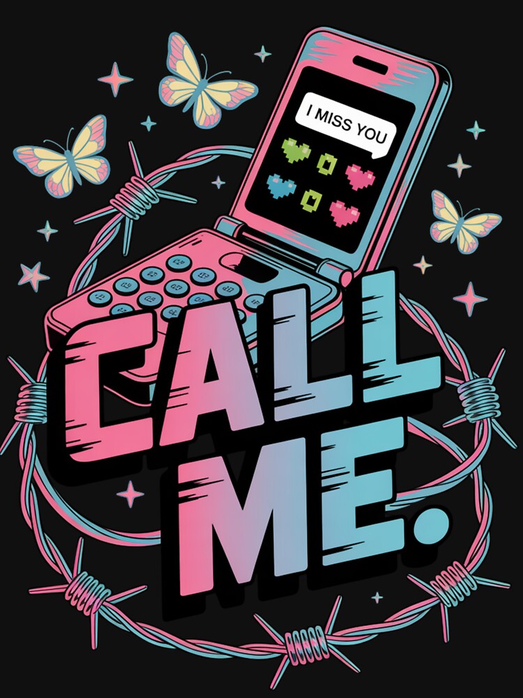 Call Me Flip Phone I Miss You Barbed Wire Butterfly Valentine's Day by DarylWelsh2024 T-Shirts, Hoodie, Sweatshirt (Image 3)
