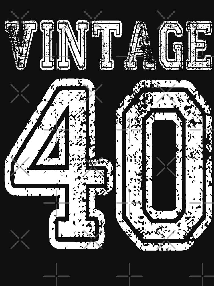 Vintage 40 2040 1940 T-shirt Birthday Gift Age Year Old Boy Girl Cute Funny Man Woman Jersey Style by arcadetoystore