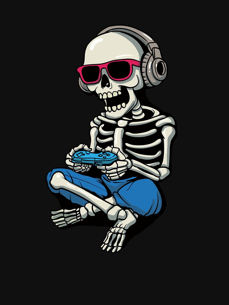 Gamer Skeleton Halloween Video Game Player Skeleton Gamer Gear by DynamicDesign