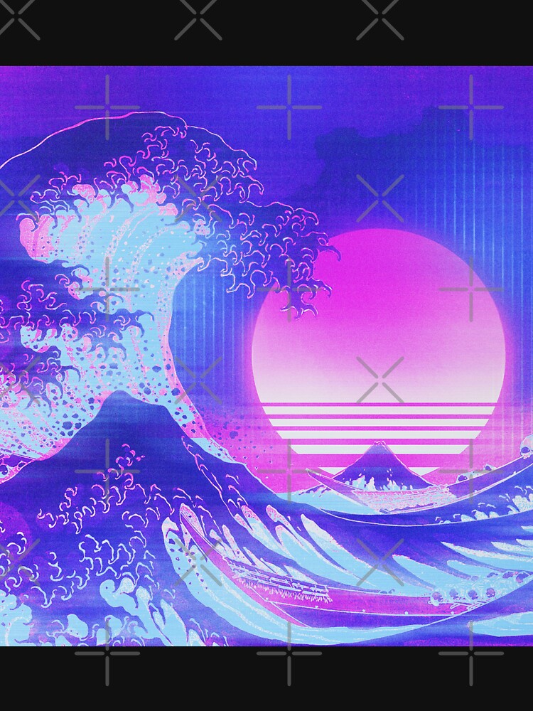 Aesthetic Great Wave Off Kanagawa Retro Vaporwave by ind3finite T-Shirts, Hoodie, Sweatshirt | BlankRebels.com (Image 3)
