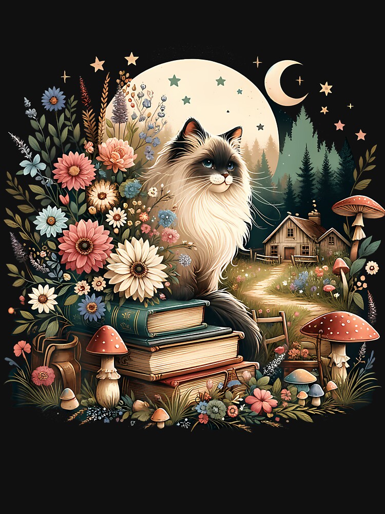 Cute Mushroom Cottagecore Aesthetic Ragdoll Cat by TiffanyLucia T-Shirts, Hoodie, Sweatshirt | BlankRebels.com (Image 3)