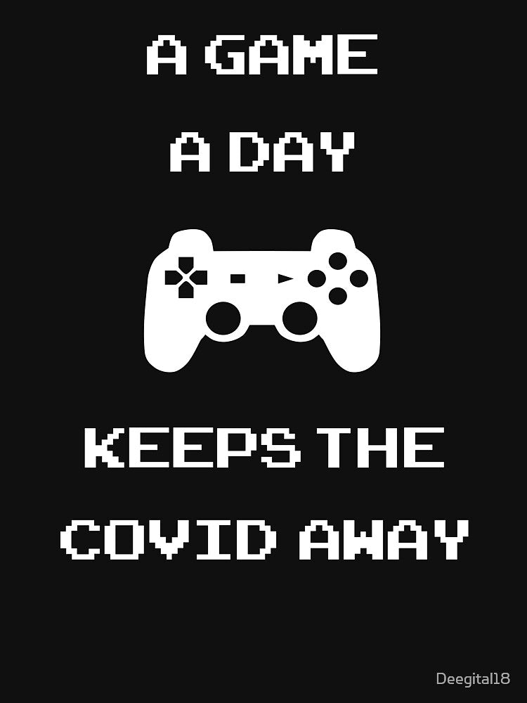 Gamer nutrition fact: A game a day keeps the COVID away funny retro gamer slogan (dark mode) by Deegital18... (Image 3)
