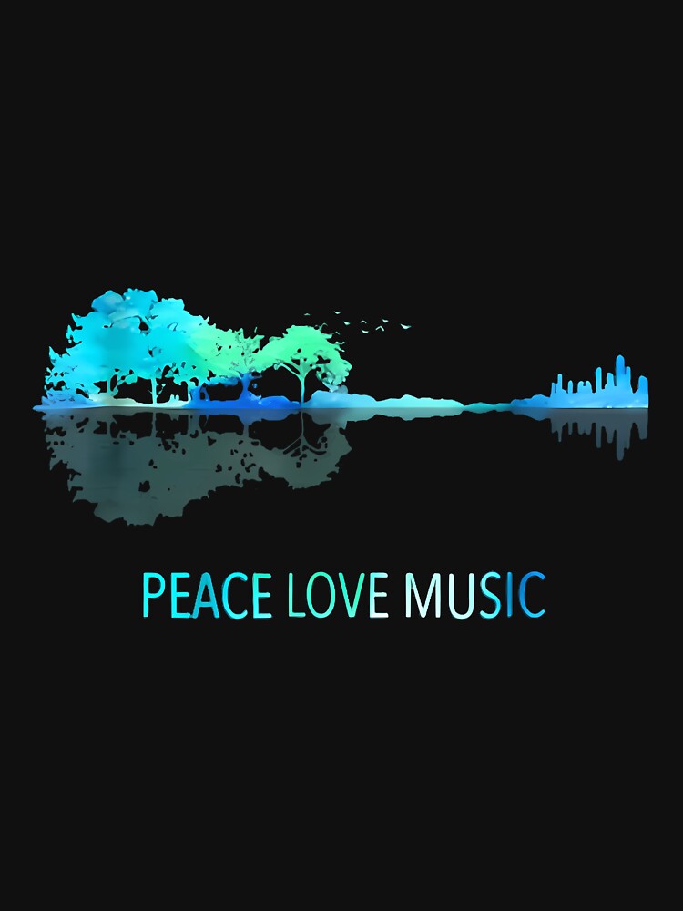 Peace Love Music Guitar Lake Shadow Hippie by scottsurswab T-Shirts, Hoodie, Sweatshirt | BlankRebels.com (Image 3)