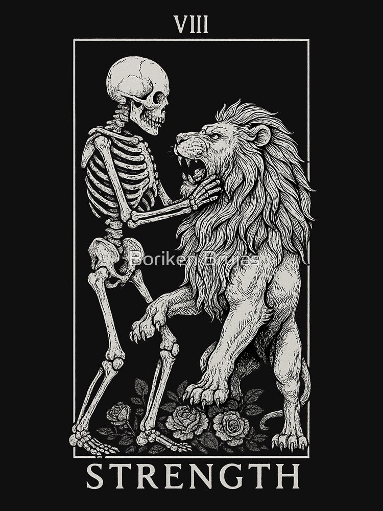 Strength - Major Arcana - Skeleton Tarot Cards by Boriken Brujas T-Shirts, Hoodie, Sweatshirt | BlankRebels.com (Image 3)