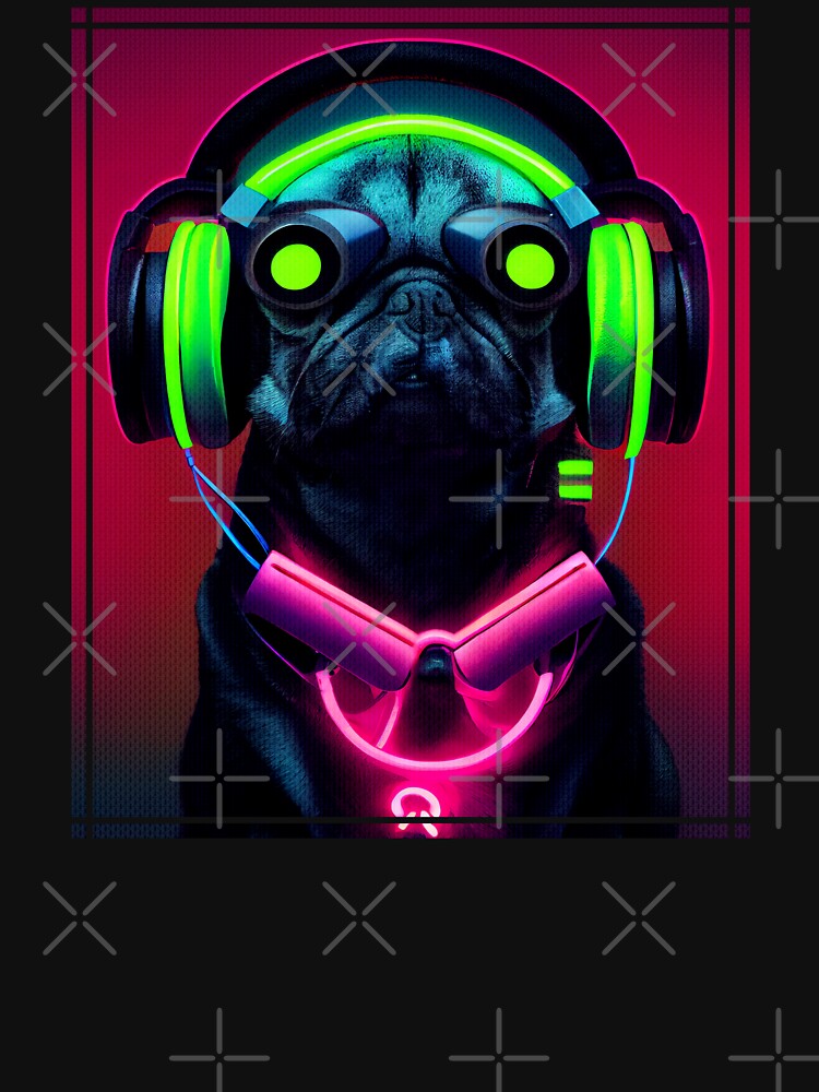 Cyberpunk Pug Puppy in Headphones Japanese Retro Vaporwave by madtoyman T-Shirts, Hoodie, Sweatshirt (Image 3)