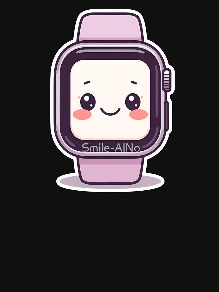 Kawaii Smartwatch Buddy — Pastel Cute Tech Gadget Friend Illustration by Smile-AlNo T-Shirts, Hoodie, Sweatshirt (Image 3)