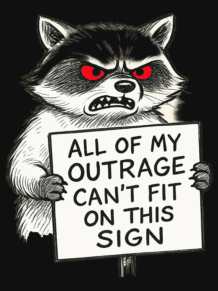 Raccoon Funny all of my outrage cant its on this sign Trash Panda by MOHAMED FRASER T-Shirts, Hoodie, Sweatshirt (Image 3)