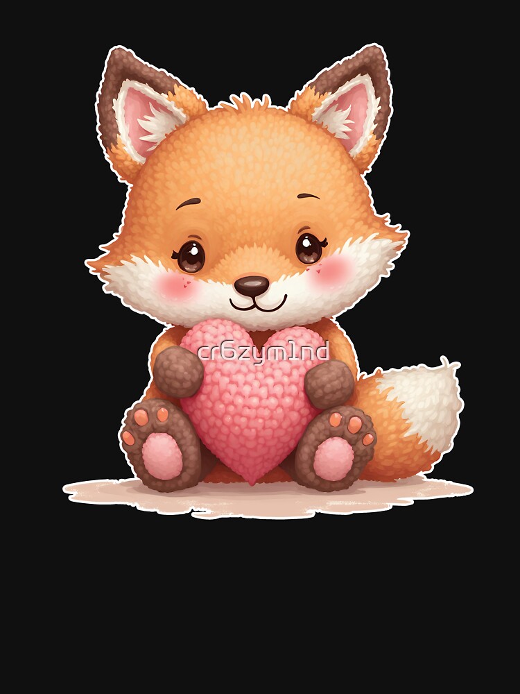 Cute Baby Fox Holding Heart by cr6zym1nd T-Shirts, Hoodie, Sweatshirt | BlankRebels.com (Image 3)