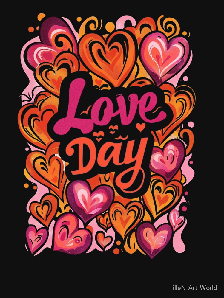 Retro Love Day Hearts T-Shirt - Groovy Valentine's Day Gift for Her by illeN-Art-World Hoodie, Sweatshirt (Image 3)