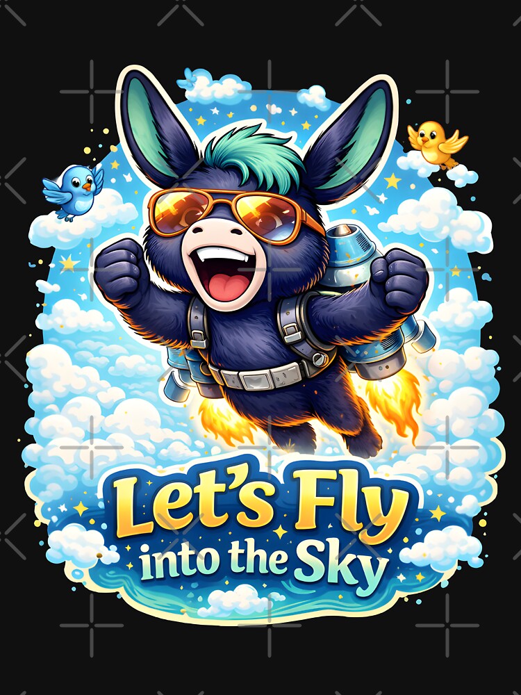Cartoon Donkey Office Life Humor donkey fly into the sky | Funny Sarcastic Work Life Illustration | Oversized... (Image 3)