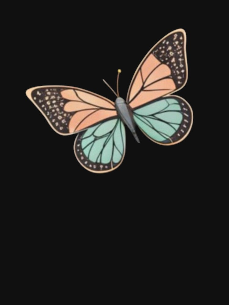 Aesthetic Peach and Mint Butterfly. Colorful Butterfly Sticker by ZyVoAli T-Shirts, Hoodie, Sweatshirt (Image 3)