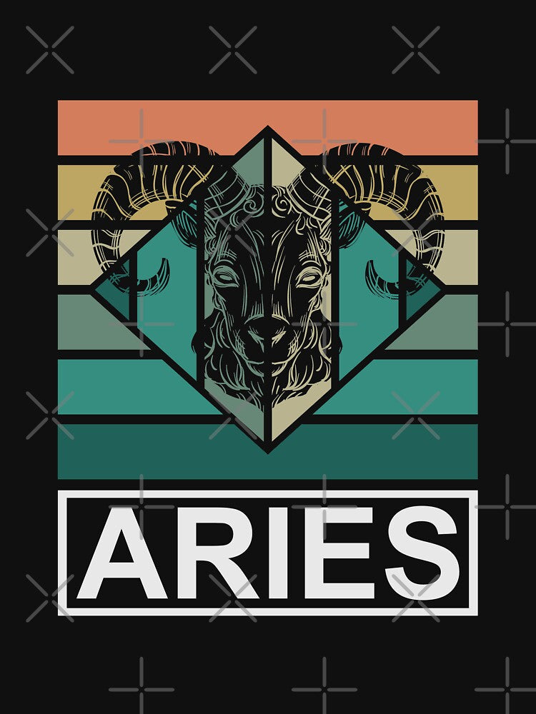 Aries Zodiac Symbol Rainbow Retro Style by Trinket-Trickster T-Shirts, Hoodie, Sweatshirt | BlankRebels.com (Image 3)