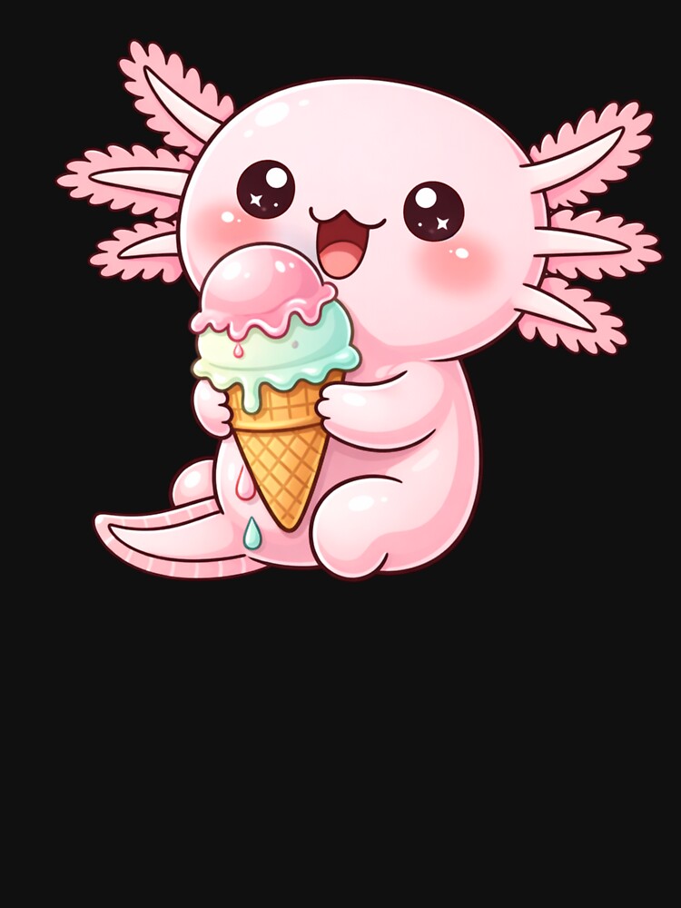 Ice Cream Axolotl – Cute Kawaii Axolotl Eating Ice Cream Chibi Anime Art by ColorSplash123 T-Shirts, Hoodie,... (Image 3)