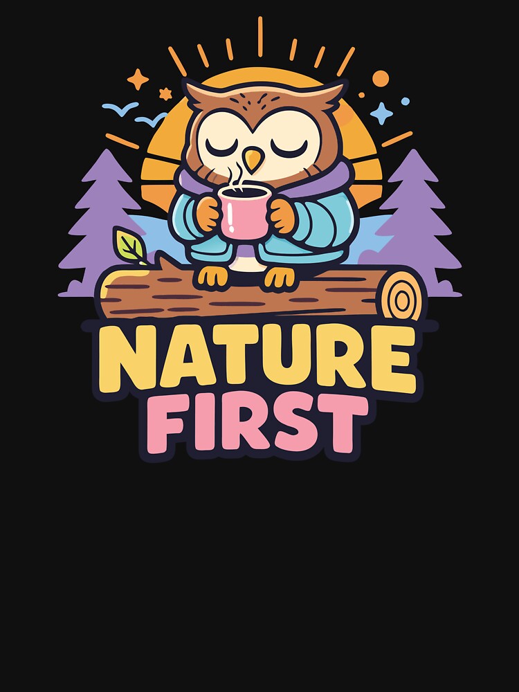 Nature First – Cozy Owl with Coffee by PrintMastery T-Shirts, Hoodie, Sweatshirt | BlankRebels.com (Image 3)