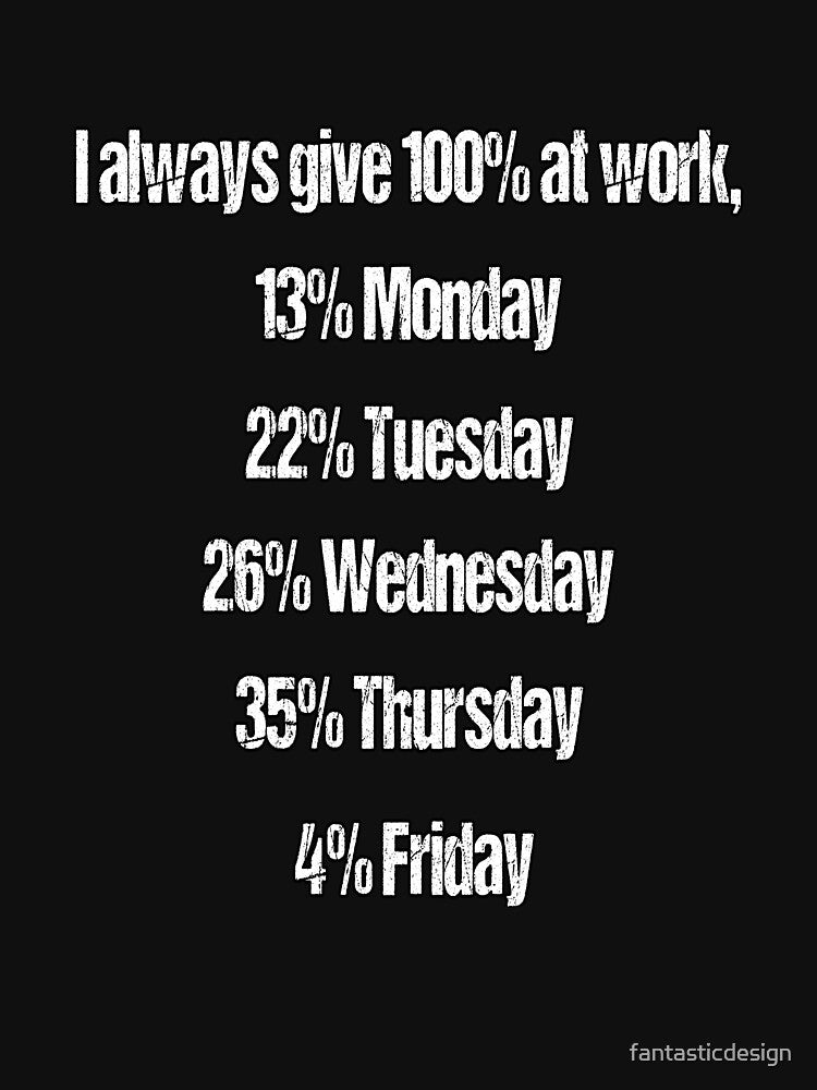 Funny Sarcastic Humor I Always Give 100% At Work by fantasticdesign T-Shirts, Hoodie, Sweatshirt | BlankRebels.com (Image 3)