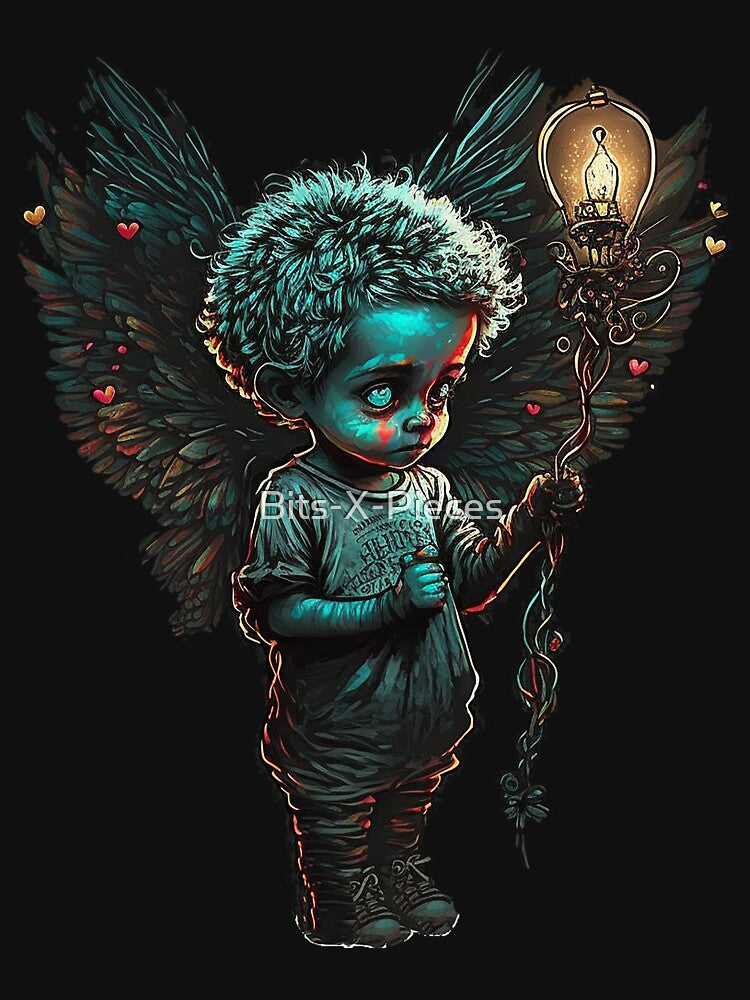 Gothic Cherub with Light Bulb Balloon Design Perfect for Valentines Day by Bits-X-Pieces T-Shirts, Hoodie,... (Image 3)