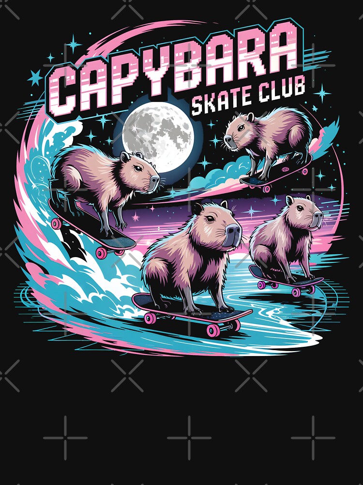 Capybara Skate Club Retro Vaporwave Skater Vibes by DojoMerch T-Shirts, Hoodie, Sweatshirt | BlankRebels.com (Image 3)