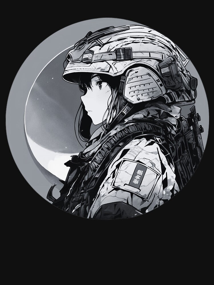 Female Manga Soldier in Black and White by GudStuf T-Shirts, Hoodie, Sweatshirt | BlankRebels.com (Image 3)