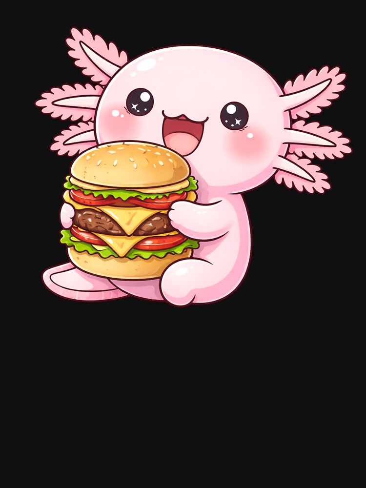 Giant Burger Axolotl – Cute Kawaii Axolotl Eating Burger Chibi Anime Art by ColorSplash123 T-Shirts, Hoodie,... (Image 3)