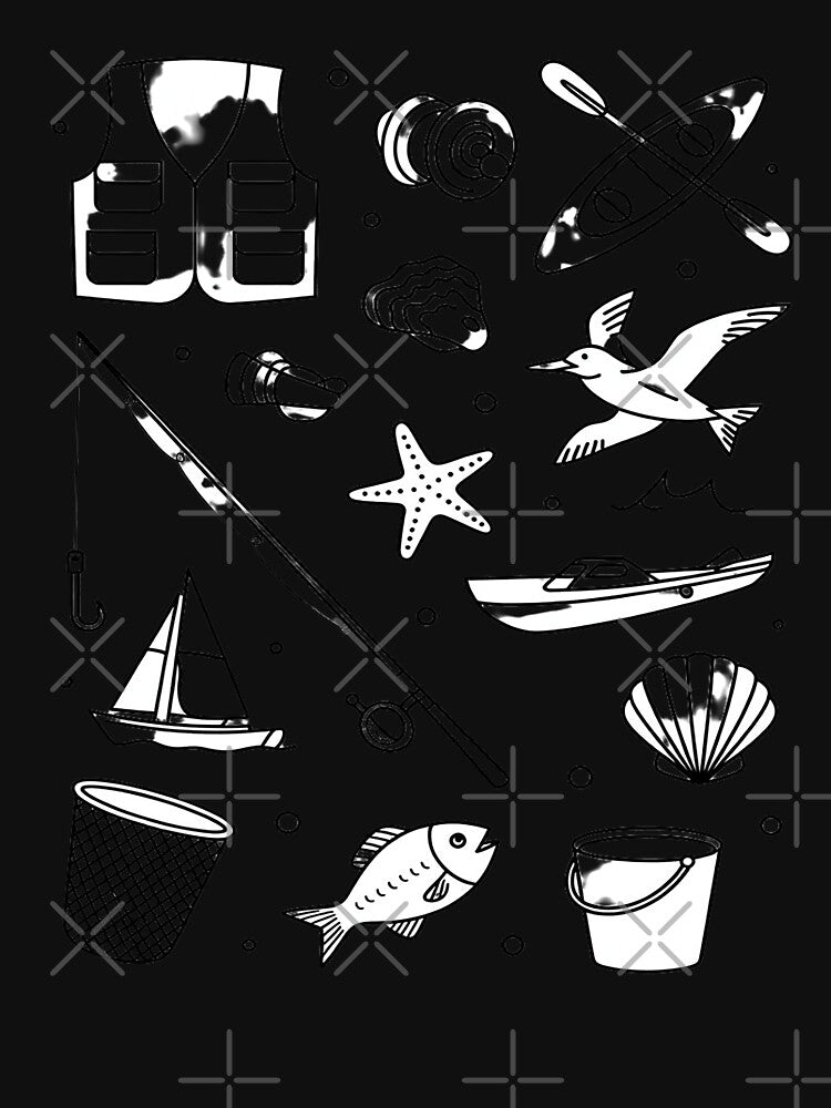 Hand Drawn Rod, Hook, Bait and Bass Funny Fishing Doodle by August4Laughs25