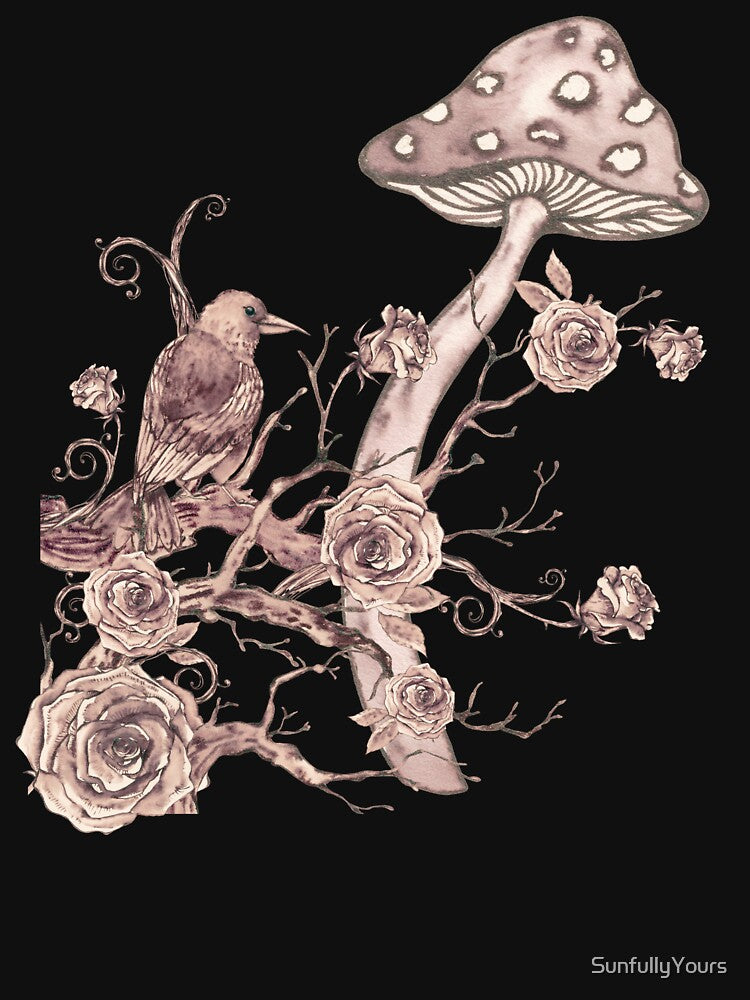 Dark Academia Cottagecore Mushroom Bird Flowers Nature by SunfullyYours T-Shirts, Hoodie, Sweatshirt (Image 3)