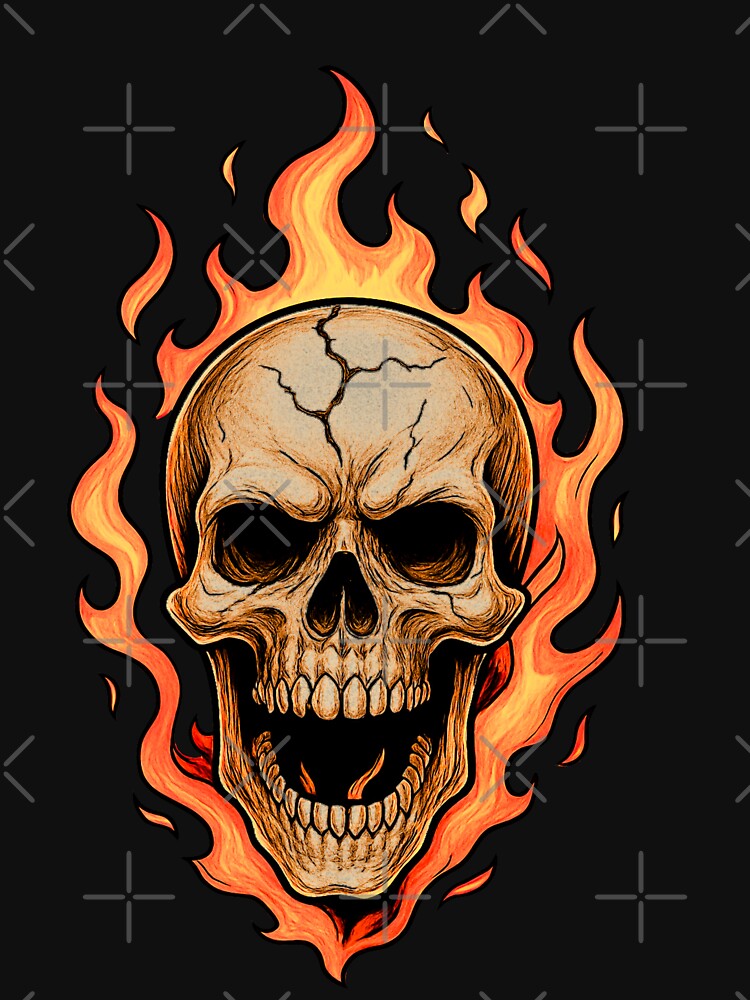 Flaming Skull with Cracked Cranium by GONZZA T-Shirts, Hoodie, Sweatshirt | BlankRebels.com (Image 3)