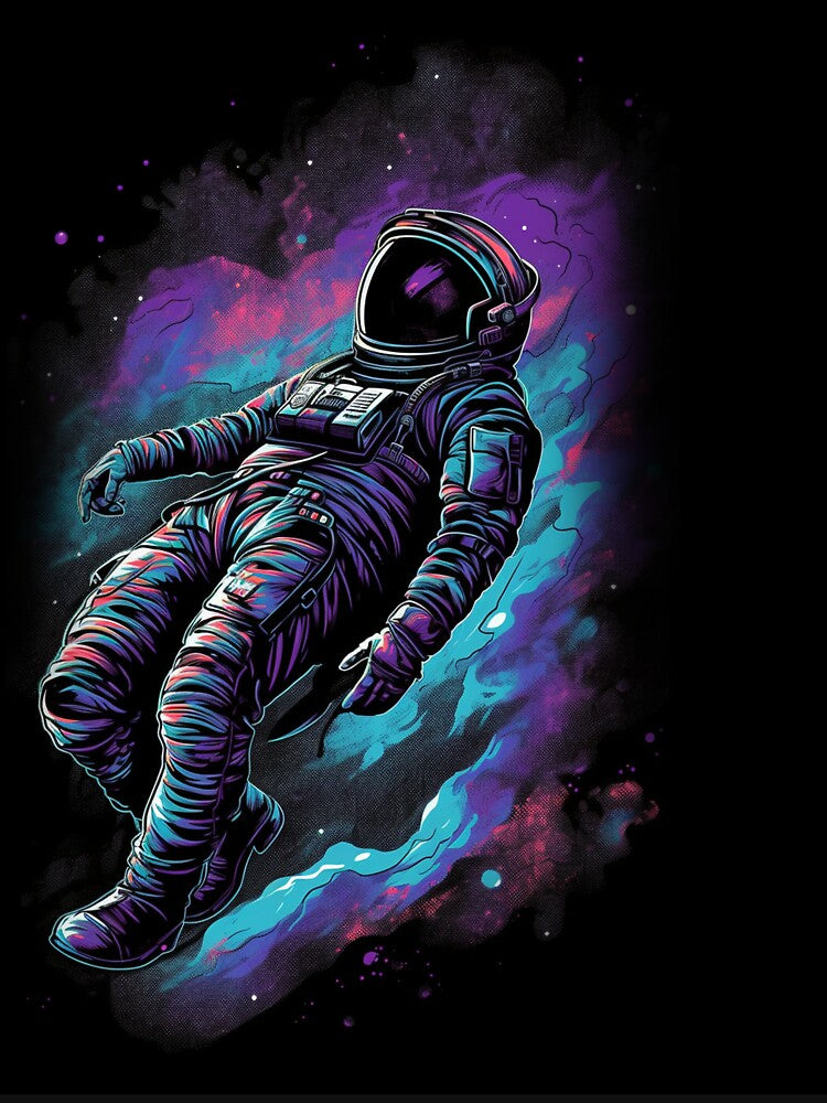 Astronaut Hovering Through Space - Vibrant Tones by Galactic1Arts T-Shirts, Hoodie, Sweatshirt | BlankRebels.com (Image 3)