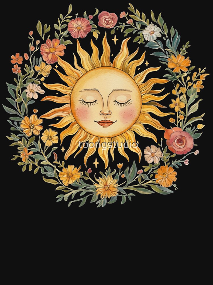 Boho Spiritual Sun, Cute Bohemian, Celestial Hippie, Vintage Women, Hippy, Chic Style, Floral by toongstudio... (Image 3)