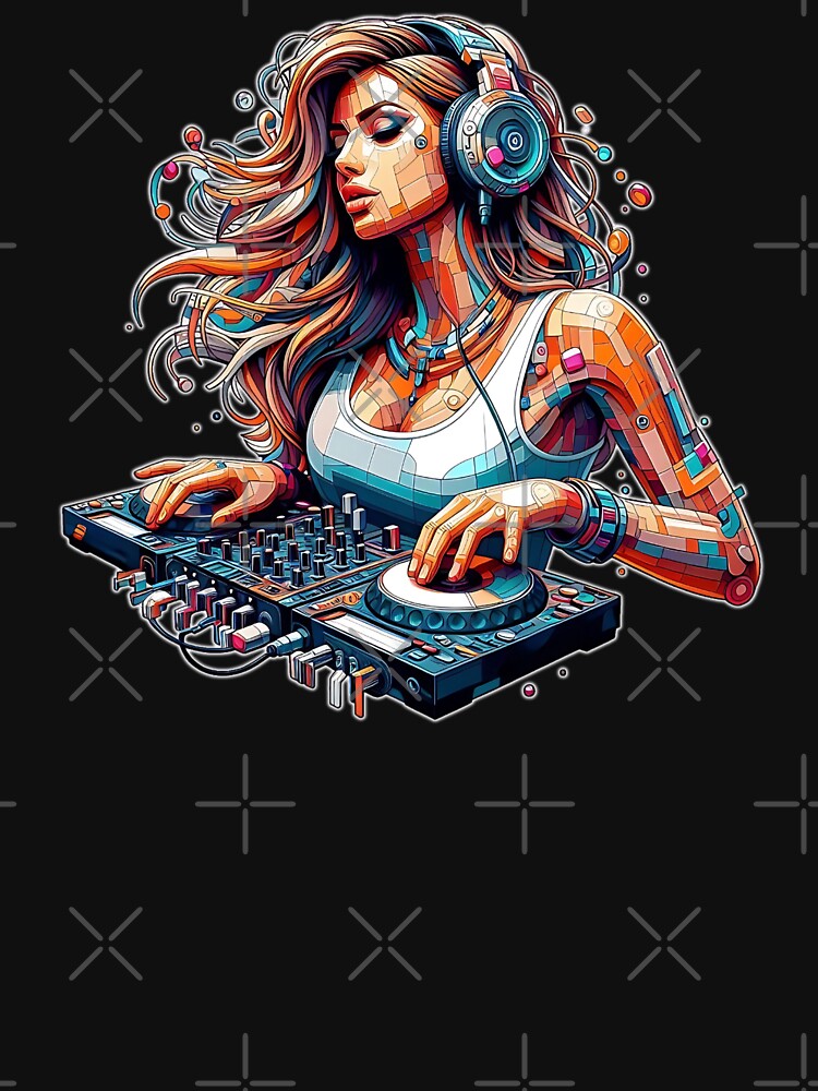 Electric Vibes Stunning Female DJ by Dynke T-Shirts, Hoodie, Sweatshirt | BlankRebels.com (Image 3)