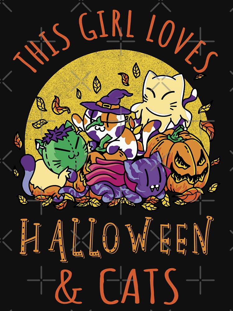 This Girl Loves Halloween And Cats I by Lemon Pepper T-Shirts, Hoodie, Sweatshirt | BlankRebels.com (Image 3)