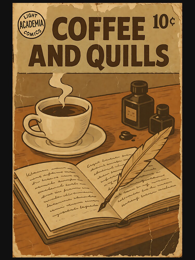 Scholarly Light Academia: Coffee and Quills by bapupa T-Shirts, Hoodie, Sweatshirt | BlankRebels.com (Image 3)