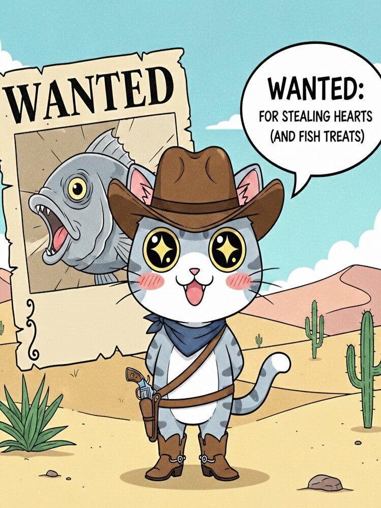 Goofy Cowboy Anime Cat Kawaii Chibi Western Cat Wanted Poster Design by Neko-Doodle-co T-Shirts, Hoodie, Sweatshirt (Image 3)