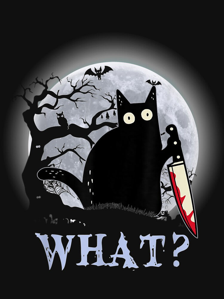 Cat What_ Murderous Black Cat With Knife Halloween by JoanneHughes T-Shirts, Hoodie, Sweatshirt | BlankRebels.com (Image 3)