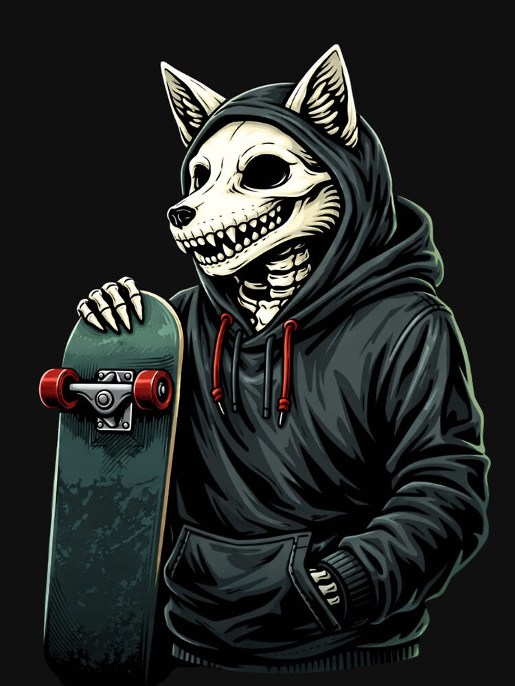 Fox Skeleton Skater – Urban Streetwear Skate Aesthetic Art by ColorSplash123 T-Shirts, Hoodie, Sweatshirt (Image 3)
