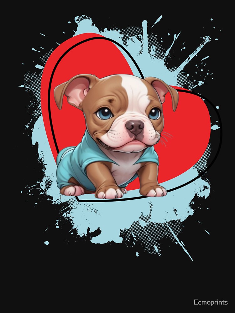 Cute Mini Amstaff Pitbull with a heart by Ecmoprints T-Shirts, Hoodie, Sweatshirt | BlankRebels.com (Image 3)