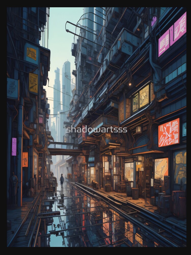 Cyberpunk rainy day street by shadowartsss T-Shirts, Hoodie, Sweatshirt | BlankRebels.com (Image 2)