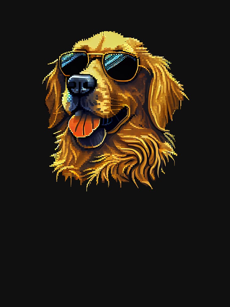 Cute golden retriever dog with sunglasses. by Pixelarium