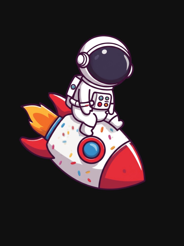 Chibi Astronaut Sitting on a Cupcake Rocket – Funny Kawaii Space Design by ColorSplash123 T-Shirts, Hoodie,... (Image 3)