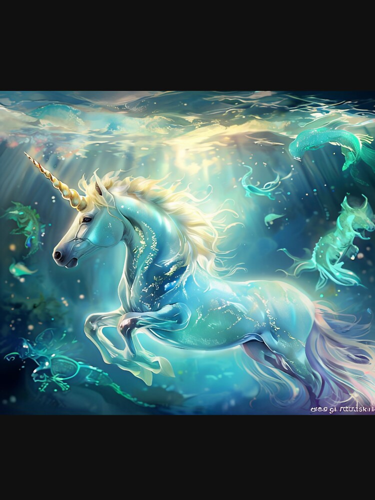 Wonderful Unicorn in a luminescent ocean by Collection de trésors T-Shirts, Hoodie, Sweatshirt | BlankRebels.com (Image 3)