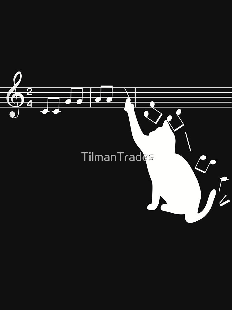 Cat Pawing At Music Notes - For musicians, music lovers and cat lovers by TilmanTrades T-Shirts, Hoodie, Sweatshirt (Image 3)