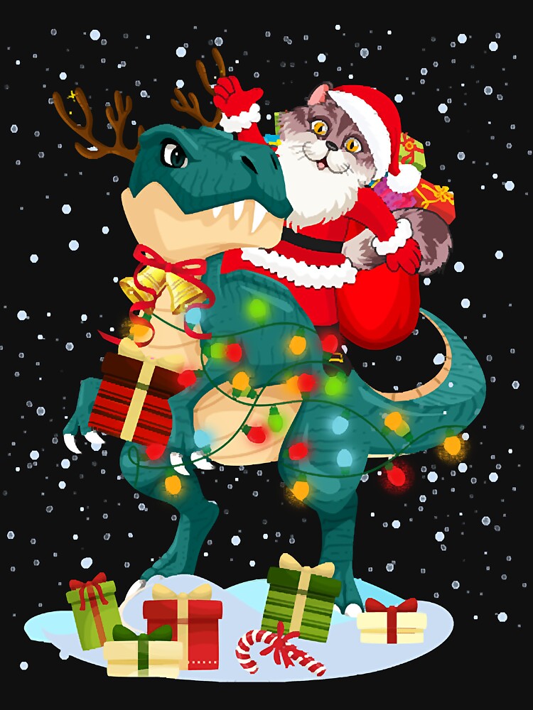 Cat Riding A Dinosaur For Christmas Tee Who Wants Xmas Gifts by singh130