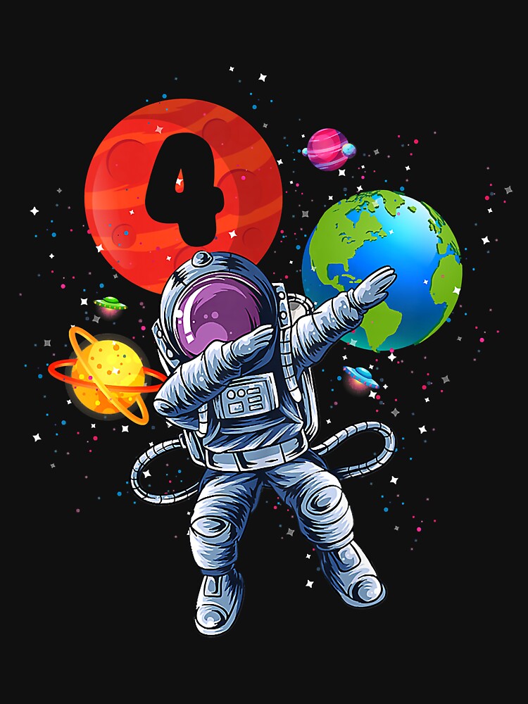 4 Years Old 4th Birthday Dabbing Astronaut Kids by shannange T-Shirts, Hoodie, Sweatshirt | BlankRebels.com (Image 3)