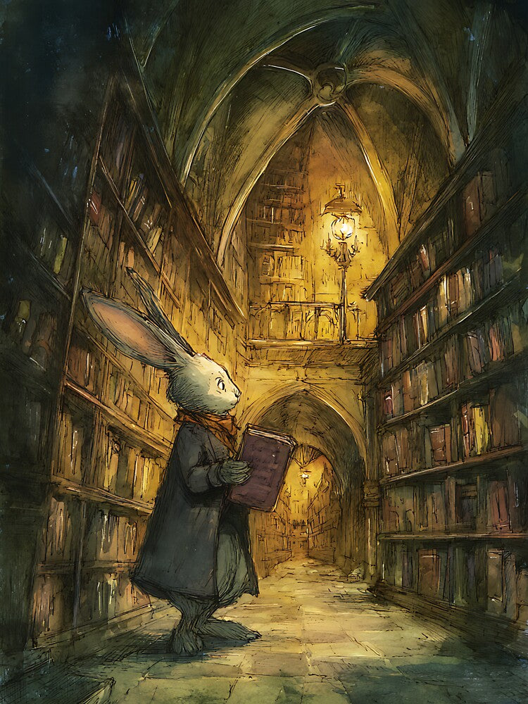 Light Academia Aesthetic: Rabbit's Library Visit by bapupa T-Shirts, Hoodie, Sweatshirt | BlankRebels.com (Image 3)