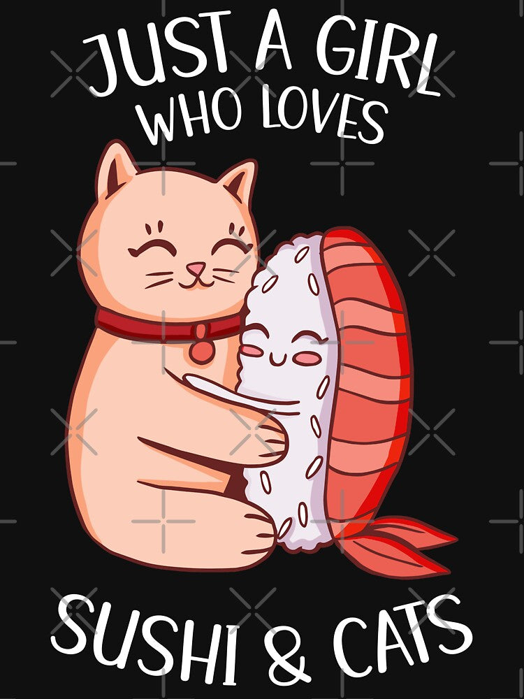 Just A Girl Who Loves Sushi And Cats by OnepixArt T-Shirts, Hoodie, Sweatshirt | BlankRebels.com (Image 3)