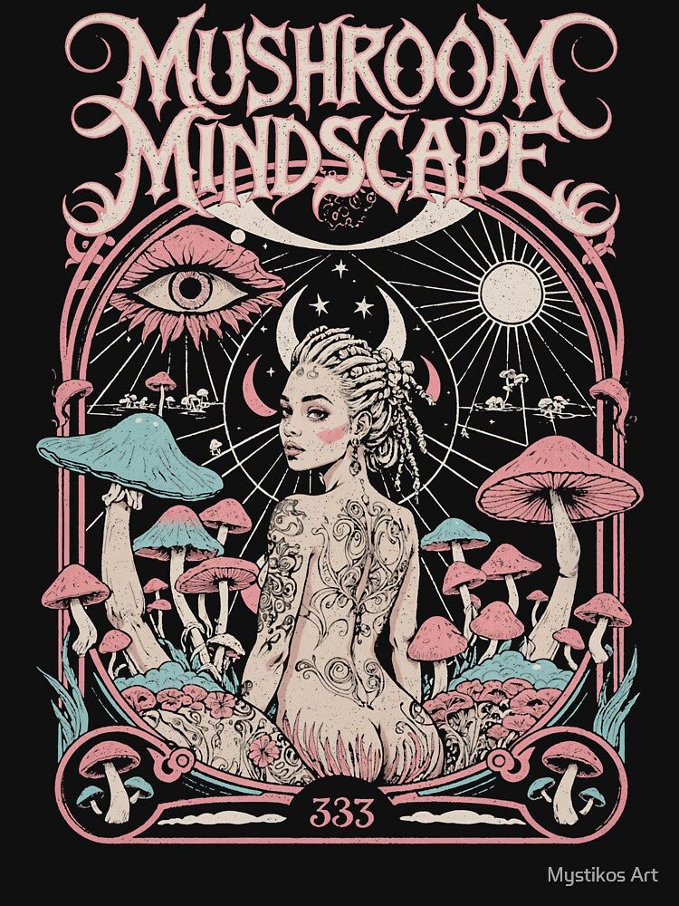 333 Psychedelic Goddess Mushroom Mindscape by Mystikos Art T-Shirts, Hoodie, Sweatshirt | BlankRebels.com (Image 3)
