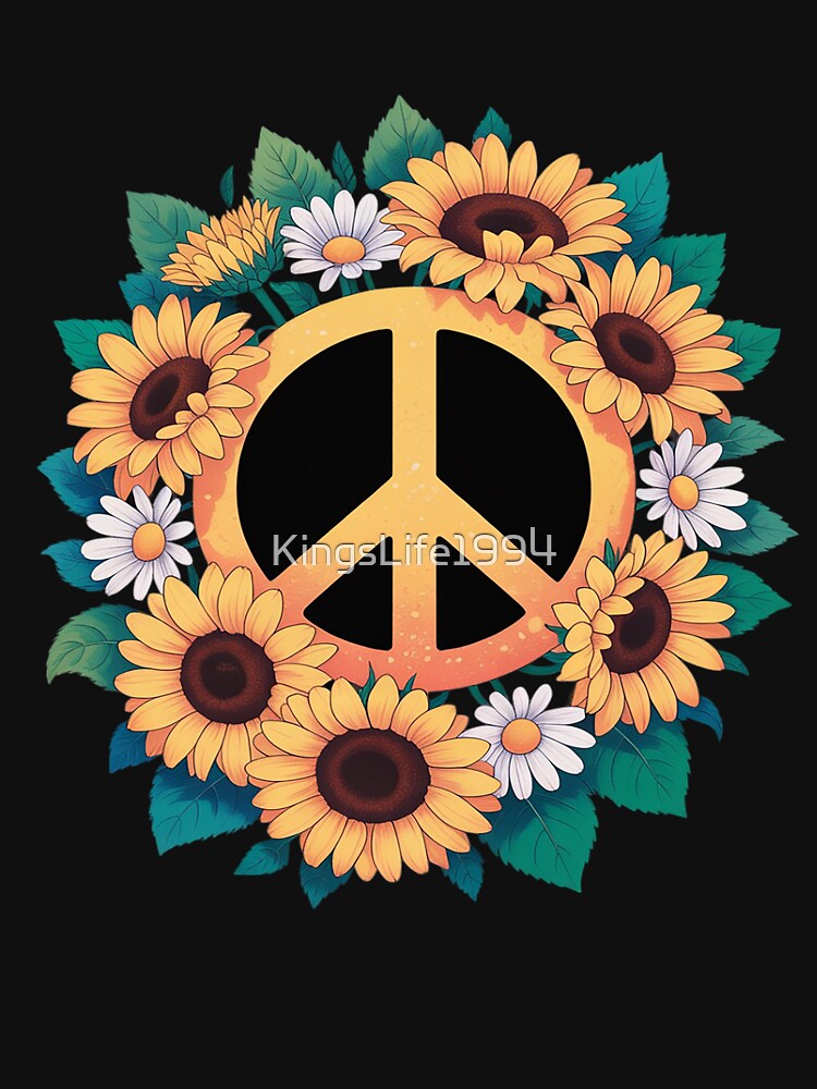 Hippie Peace Sign Flower Sunflower Lovers by KingsLife1994 T-Shirts, Hoodie, Sweatshirt | BlankRebels.com (Image 3)