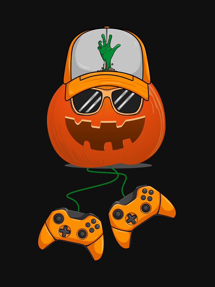 Pumpkin Video Game Player Halloween Pumpkin Gamer Gear by DynamicDesign T-Shirts, Hoodie, Sweatshirt (Image 3)
